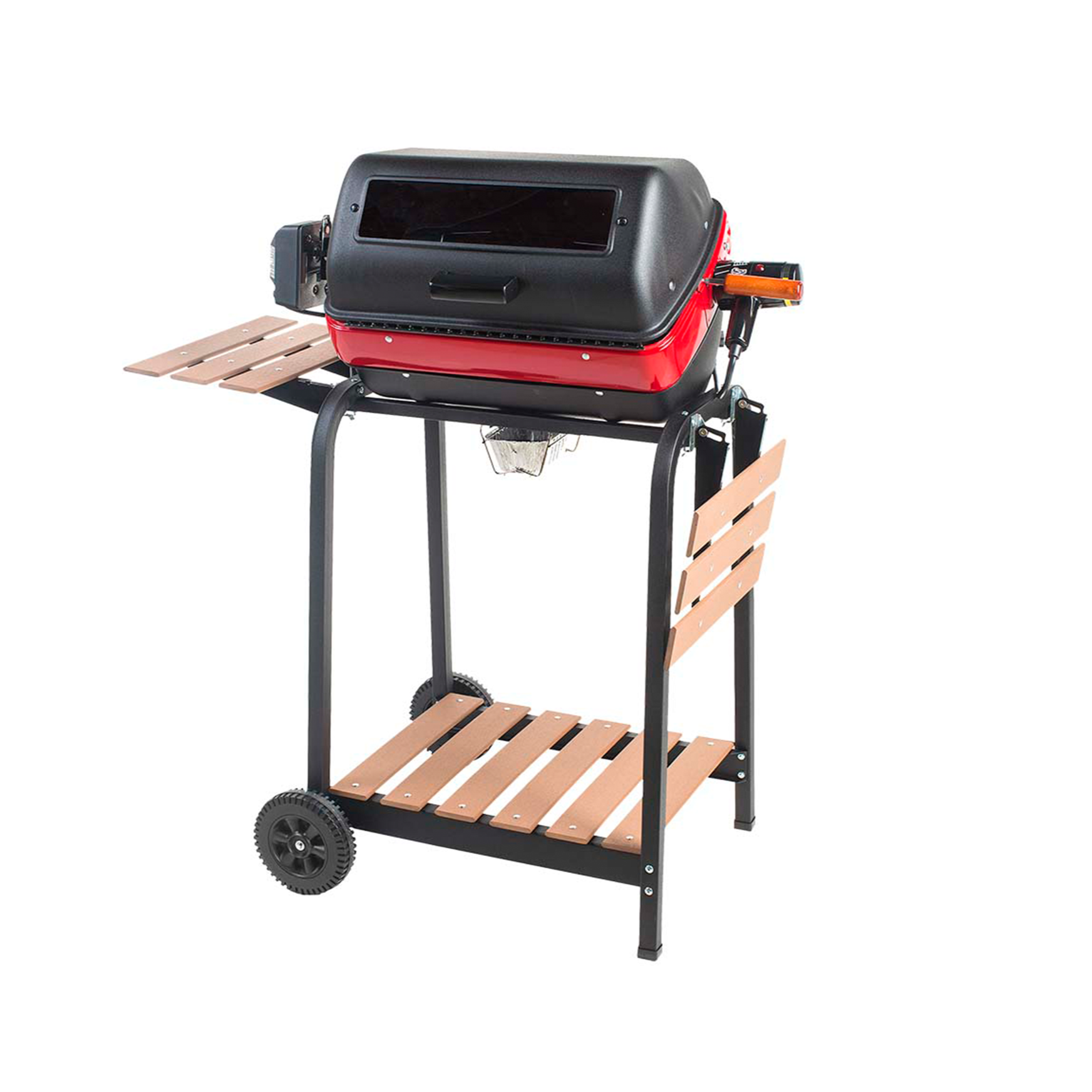3-Zone Cart Electric Grill with Side Tables, Bottom Shelf 