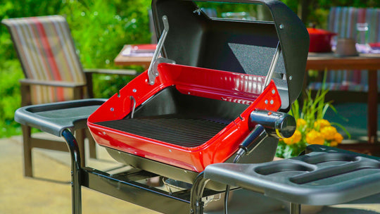 3-Zone Cart Electric Grill with Polymer Side Tables & Window