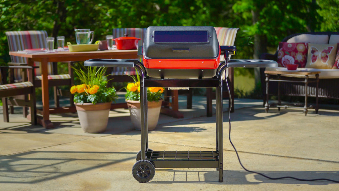 3-Zone Cart Electric Grill with Polymer Side Tables & Window