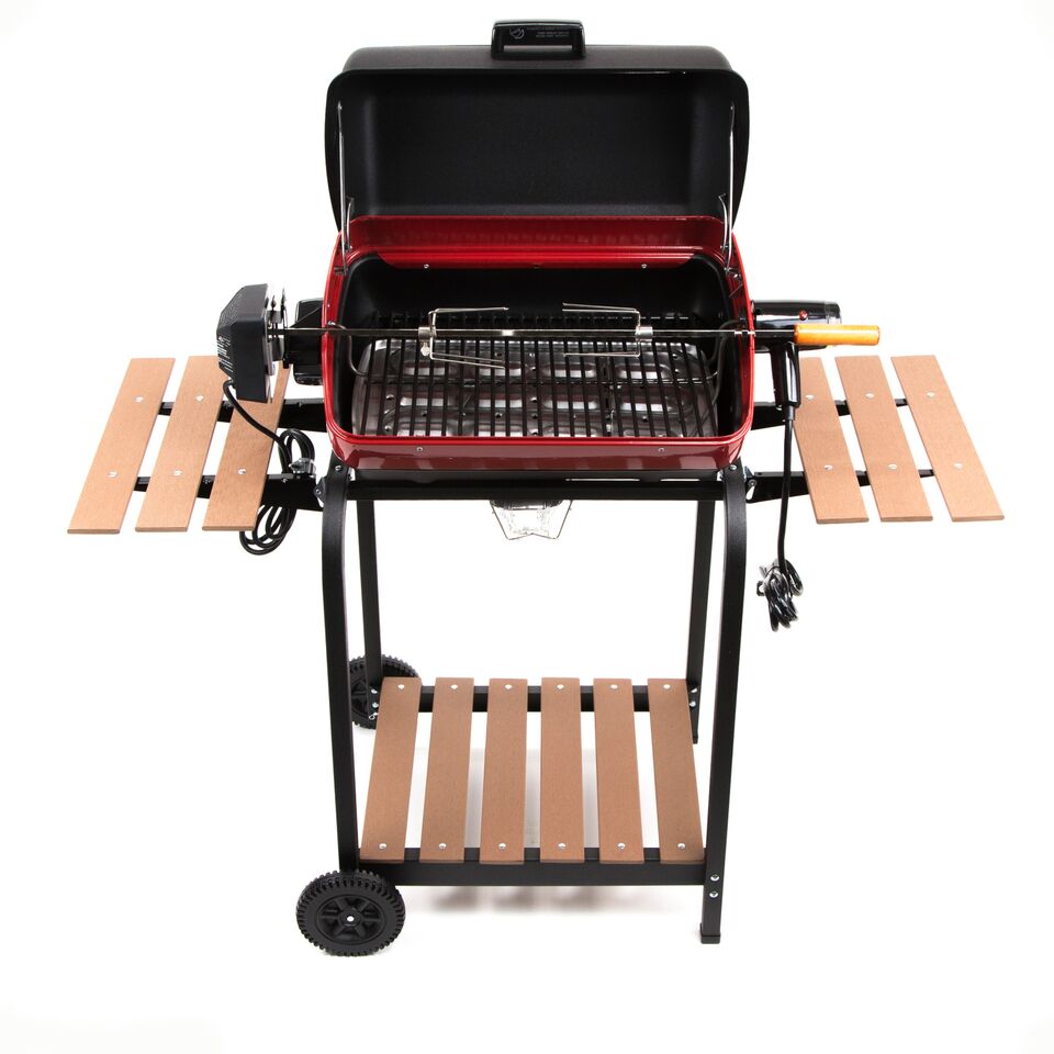 Americana Electric Cart Grill with Two Folding, Composite-Wood Side Tables  and Wire Shelf-Model 9325U8181 - Americana Grills